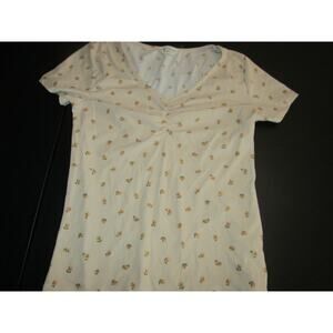 Jrs s/s dress top by Love Wins cream with brown flowers sz M